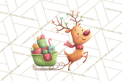 Christmas Sleighs Clipart PNG, Holiday Vehicles &amp; Reindeer Product Image 4