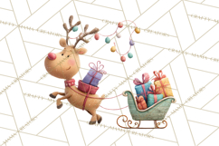 Christmas Sleighs Clipart PNG, Holiday Vehicles &amp; Reindeer Product Image 4