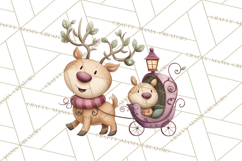 Christmas Sleighs Clipart PNG, Holiday Vehicles &amp; Reindeer Product Image 2
