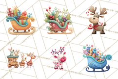 Christmas Sleighs Clipart PNG, Holiday Vehicles &amp; Reindeer Product Image 4