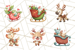 Christmas Sleighs Clipart PNG, Holiday Vehicles &amp; Reindeer Product Image 3