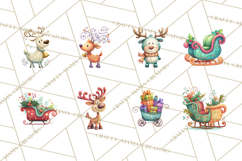 Christmas Sleighs Clipart PNG, Holiday Vehicles &amp; Reindeer Product Image 5