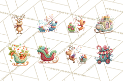 Christmas Sleighs Clipart PNG, Holiday Vehicles &amp; Reindeer Product Image 7