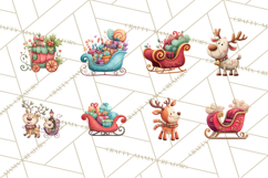Christmas Sleighs Clipart PNG, Holiday Vehicles &amp; Reindeer Product Image 8