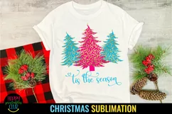Tis the Season Christmas Tree With Leopard Print I Christmas Sublimation PNG