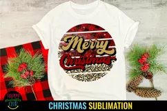 Retro Merry Christmas Leopard Print Sublimation I Holiday Sublimation PNG