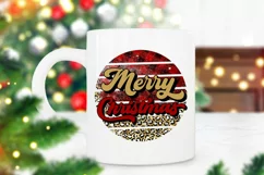 Retro Merry Christmas Leopard Print Sublimation I Holiday Sublimation PNG