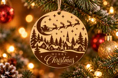 Holiday Village Ornament SVG, Laser Cut Wood Crafts Design Product Image 1