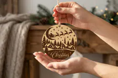 Holiday Village Ornament SVG, Laser Cut Wood Crafts Design Product Image 2
