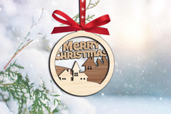 Holiday Village SVG Merry Christmas Ornament Laser Present Product Image 1