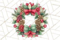 Christmas Wreaths Clipart PNG, Cute Cartoon Holiday Objects Product Image 2