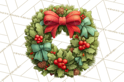 Christmas Wreaths Clipart PNG, Cute Cartoon Holiday Objects Product Image 3