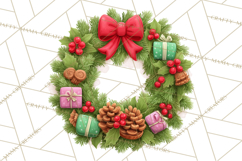 Christmas Wreaths Clipart PNG, Cute Cartoon Holiday Objects Product Image 5
