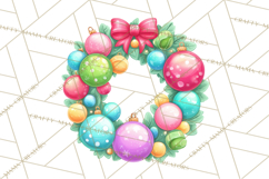 Christmas Wreaths Clipart PNG, Cute Cartoon Holiday Objects Product Image 4