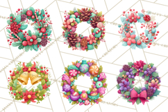 Christmas Wreaths Clipart PNG, Cute Cartoon Holiday Objects Product Image 2