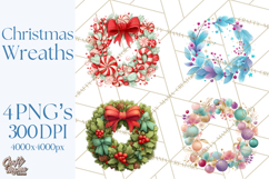 Christmas Wreaths Clipart PNG, Cute Cartoon Holiday Objects Product Image 1