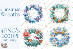 Christmas Wreaths Clipart PNG, Cute Cartoon Holiday Objects Product Image 1