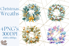 Christmas Wreaths Clipart PNG, Cute Cartoon Holiday Objects Product Image 1