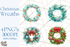 Christmas Wreaths Clipart PNG, Cute Cartoon Holiday Objects Product Image 1
