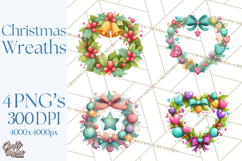 Christmas Wreaths Clipart PNG, Cute Cartoon Holiday Objects Product Image 1
