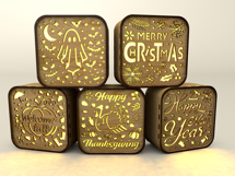 Holiday Shadow Box Lanterns - 5 in 1 - Laser Cut Designs Product Image 4