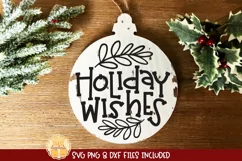 Holiday Wishes | Christmas Ornament SVG for Rounds Product Image 1