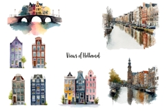 Watercolor Holland symbols clipart. Welcome to Netherlands. Product Image 3