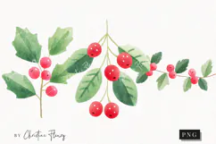 Cute Christmas Holly Clipart | Christmas PNG Product Image 1