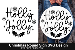Holly Jolly SVG - Christmas Round Sign Product Image 1