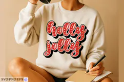 Holly Jolly SVG Red Polka Dot Christmas Quote PNG Cut File Product Image 3