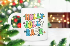 Holly Jolly Babe Groovy Christmas Sublimation I Retro Christmas PNG