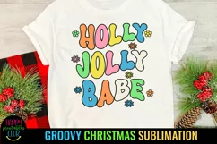 Holly Jolly Babe Groovy Christmas Sublimation I Retro Christmas PNG
