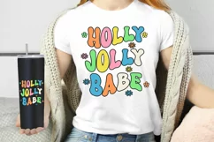 Holly Jolly Babe Groovy Christmas Sublimation I Retro Christmas PNG