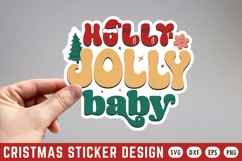 Holly Jolly Baby Stickers SVG , Christmas SVG Design Product Image 1