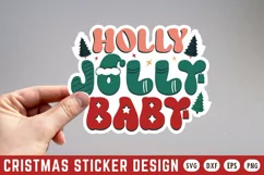 Holly Jolly Baby Stickers SVG , Christmas SVG Design Product Image 1