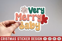 Very Merry Baby Stickers SVG , Christmas SVG Design Product Image 1