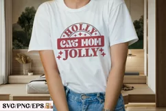 Holly Jolly Cat Mom, Christmas Retro PNG Design Product Image 2