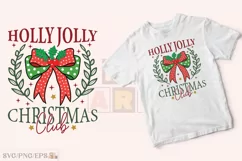 Holly Jolly Christmas Coquette Bow SVG T-shirt Design Product Image 2