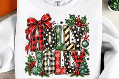 Holly Jolly Christmas PNG Design, Buffalo Plaid Retro Typogr Product Image 2