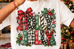 Holly Jolly Christmas PNG Design, Buffalo Plaid Retro Typogr Product Image 3
