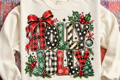 Holly Jolly Christmas PNG Design, Buffalo Plaid Retro Typogr Product Image 4