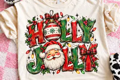 Holly Jolly Christmas Santa Vintage Christmas Lights & Bow P Product Image 1
