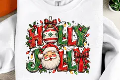 Holly Jolly Christmas Santa Vintage Christmas Lights & Bow P Product Image 2