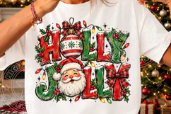 Holly Jolly Christmas Santa Vintage Christmas Lights & Bow P Product Image 3