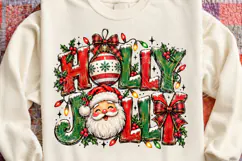 Holly Jolly Christmas Santa Vintage Christmas Lights & Bow P Product Image 4