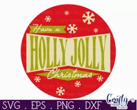 Round Retro Christmas Svg Sign, Have A Holly Jolly Christmas Product Image 3