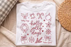 Holly Jolly Days Christmas PNG,Retro Holiday Doodle Shirt Product Image 2