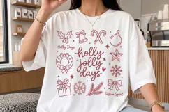 Holly Jolly Days Christmas PNG,Retro Holiday Doodle Shirt Product Image 3