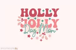 Holly Jolly Dog Mom Christmas SVG T-shirt Design Product Image 1