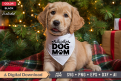 Holly Jolly Dog Mom SVG | Christmas Dog Bandana SVG Product Image 2